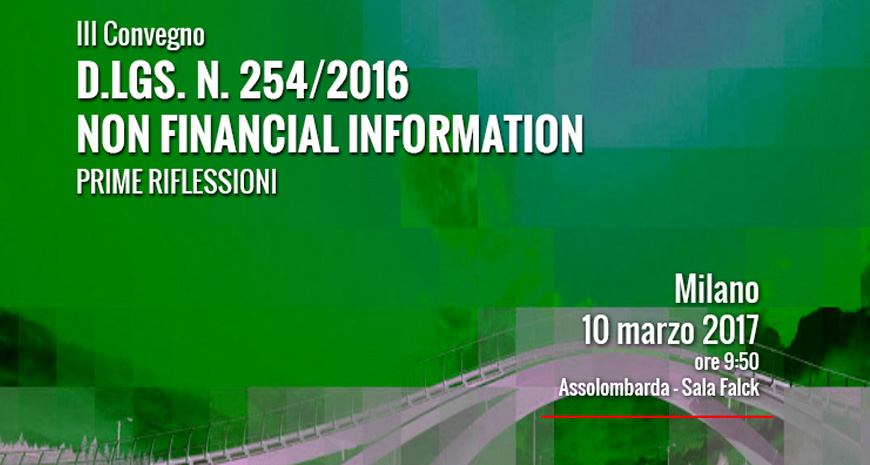 Save the date: 10 marzo 2017, Convegno sulle Non Financial Information